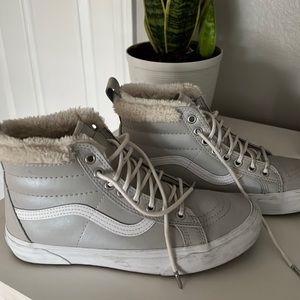 High Top Metallic Vans with Faux Fur collar